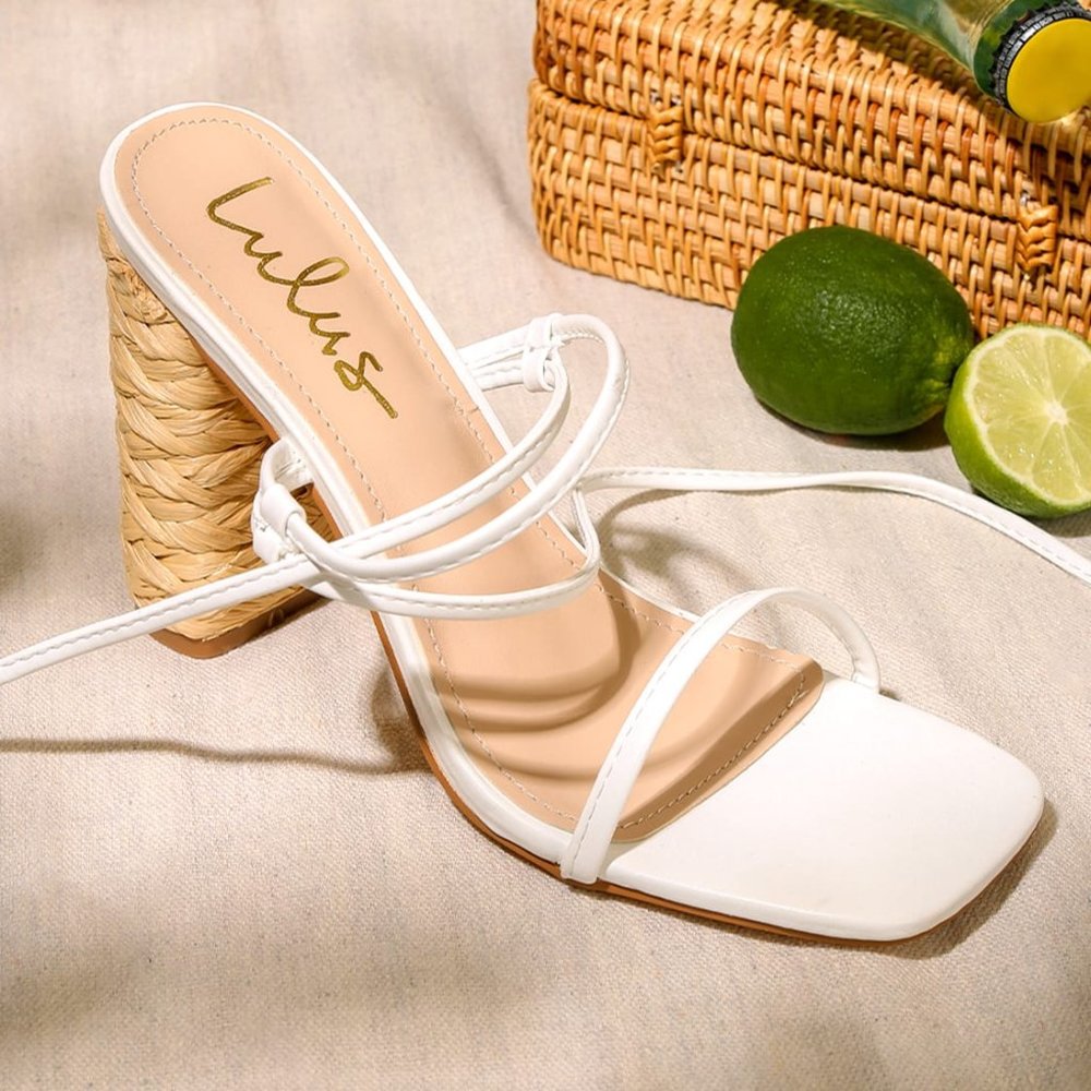 Cordell White Espadrille High Heeled Sandals Size 8 White